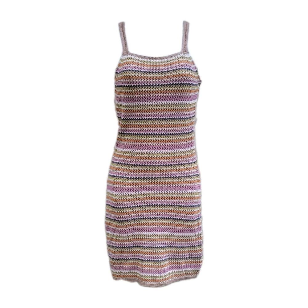 Women's Crochet Knit Striped  Dress Sz XS   Beachy Boho Resort